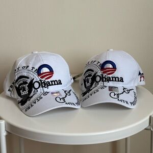 Deadstock Lot of 2 Vintage Barack Obama 44th President Caps Adjustable